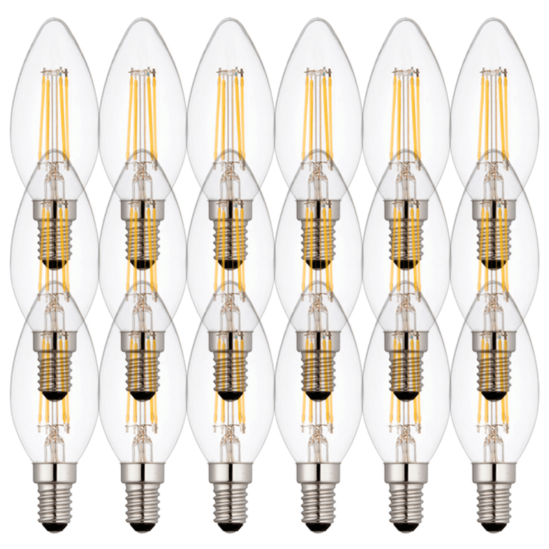 18 x E14 LED Dimmable Lamp/Bulb Candle Filament 4W (25W Equivalent)