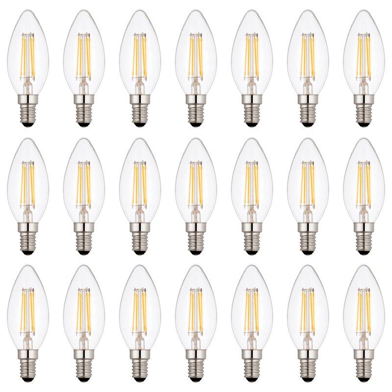 21 x E14 LED Dimmable Lamp/Bulb Candle Filament 4W (25W Equivalent)