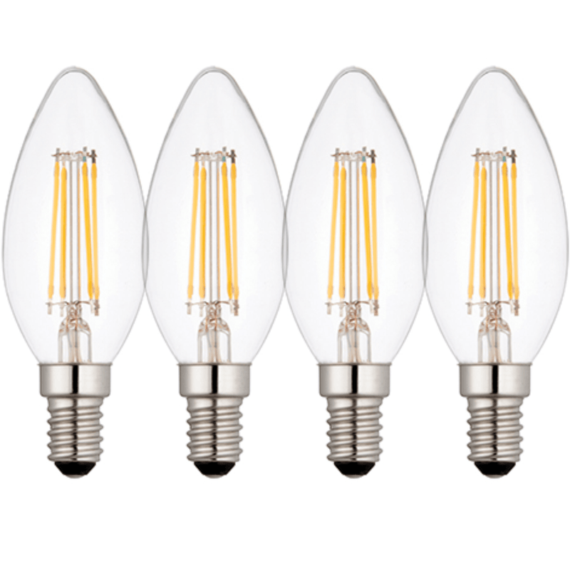 4 X E14 LED Dimmable Lamp/Bulb Candle Filament 4W (25W Equivalent)