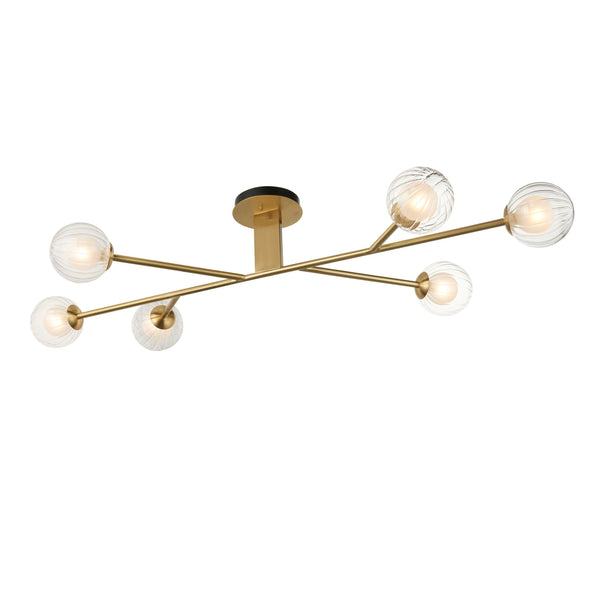 Riviera 6 Light Ceiling Semi-Flush - Clear Glass Shades Living room Image