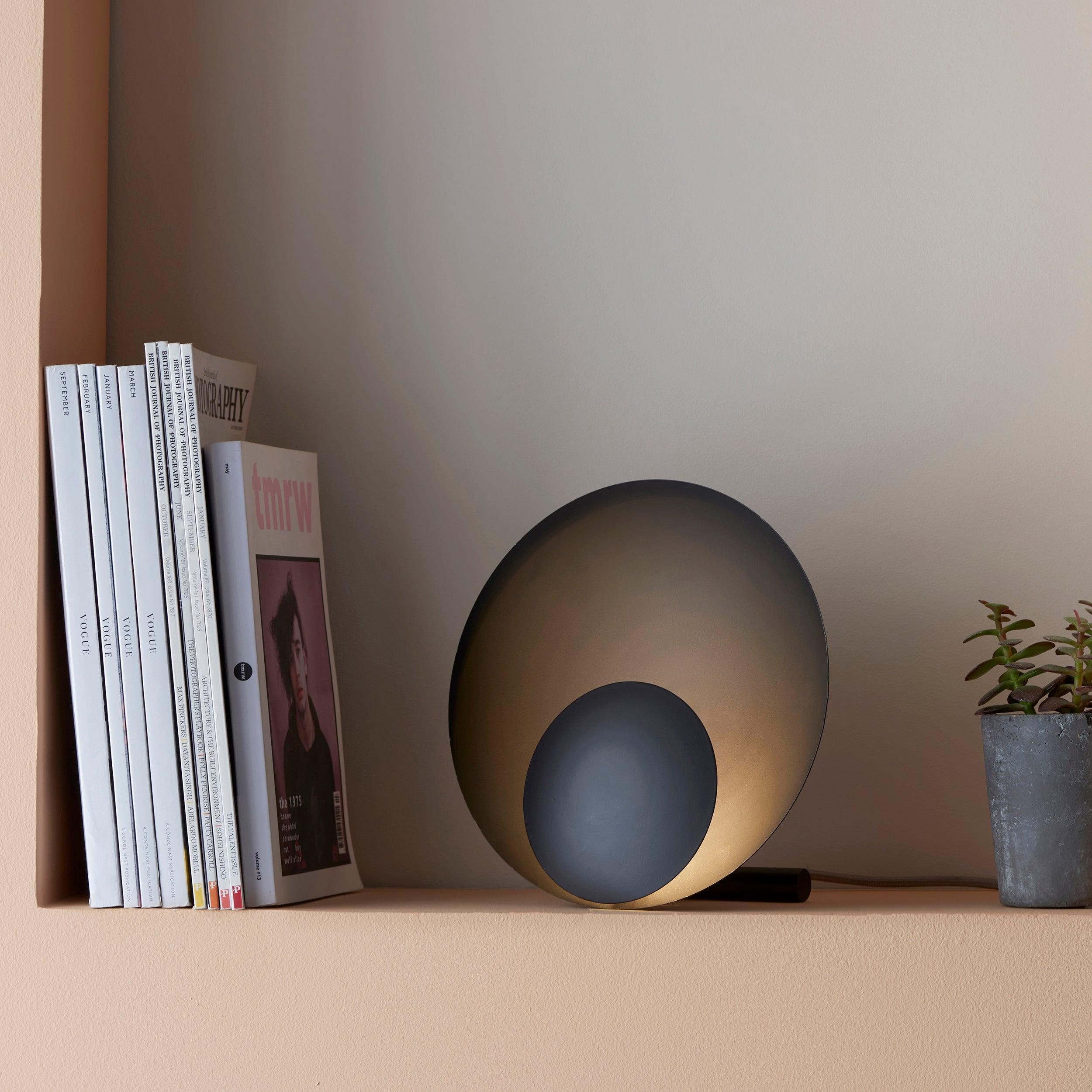 Encore Modern Black Circle Small Table Lamp-Living Lights-Living-Room-Tiffany Lighting Direct-[image-position]