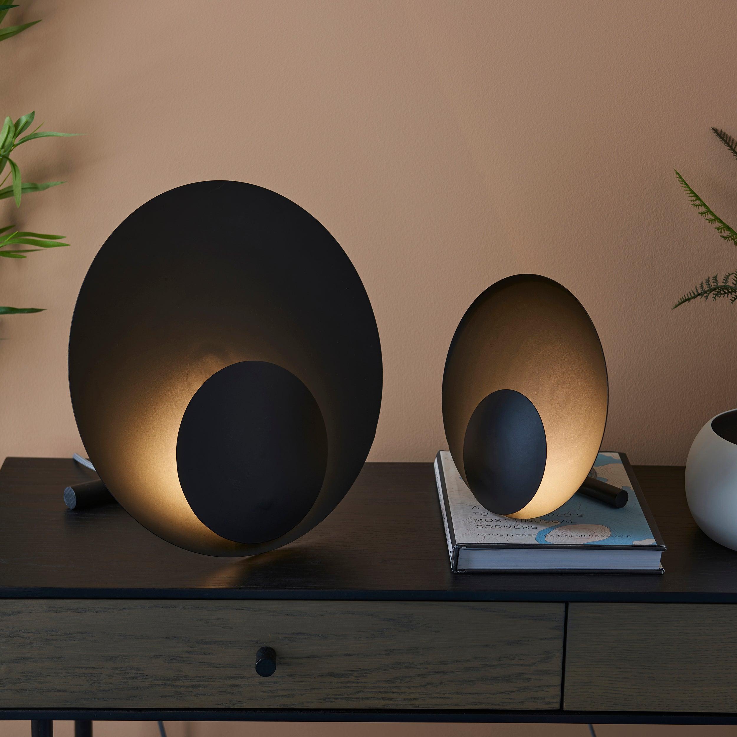 Encore Modern Black Circle Small Table Lamp-Living Lights-Living-Room-Tiffany Lighting Direct-[image-position]