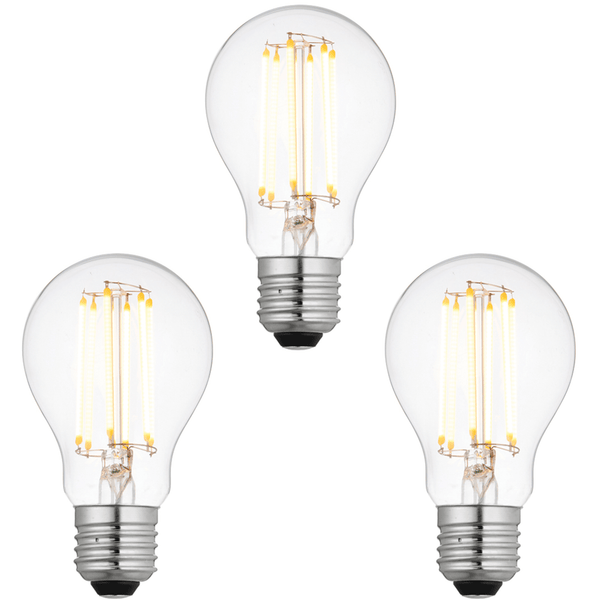 Three pack E27 LED Filament GLS 6W Warm White Bulb