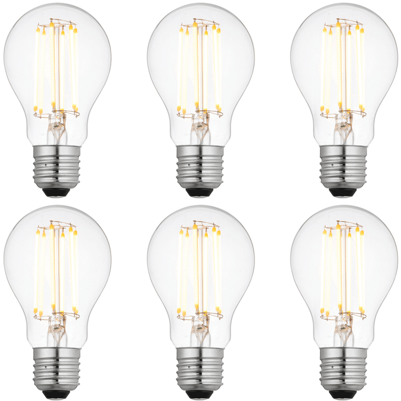 6 x E27 LED Dimmable Filament 6W Lamp/Bulb (40W Equivalent)