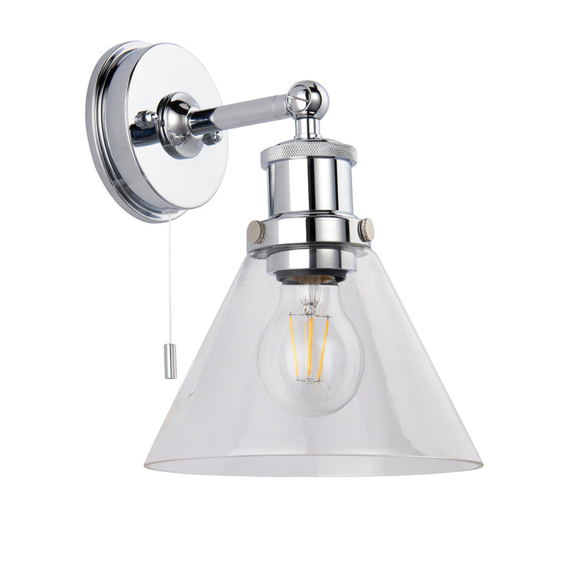 Torbay Clear Bathroom Wall Light - Clear Coned Glass Shade