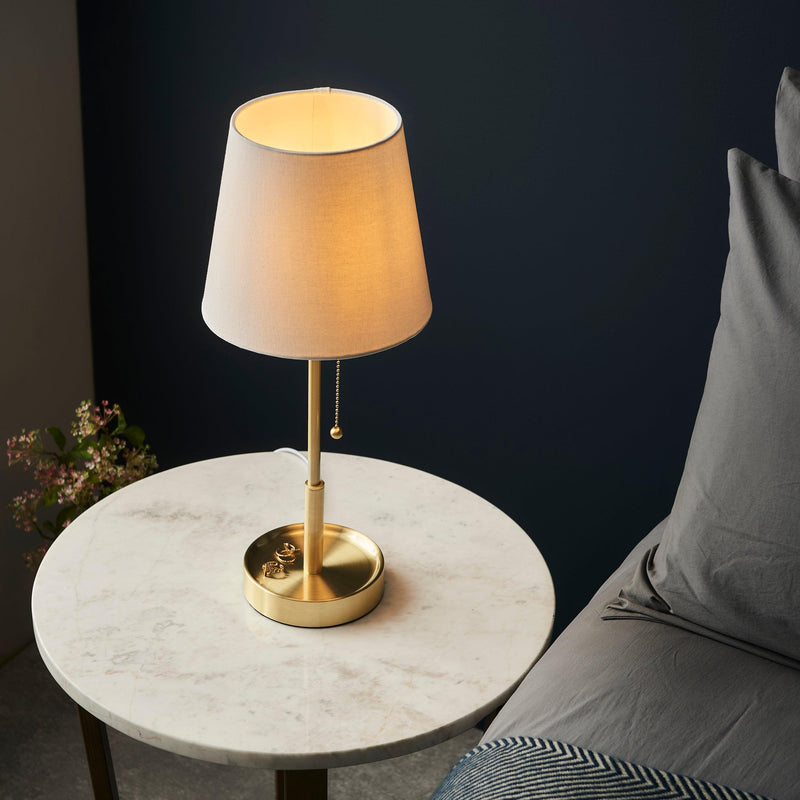 Kensington Brass Art Deco Vanity Table Lamp - White Shade