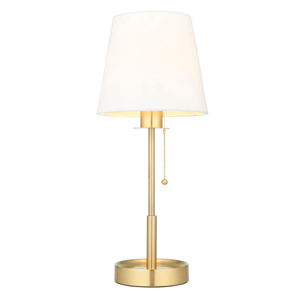 Kensington Brass Art Deco Vanity Table Lamp - White Shade