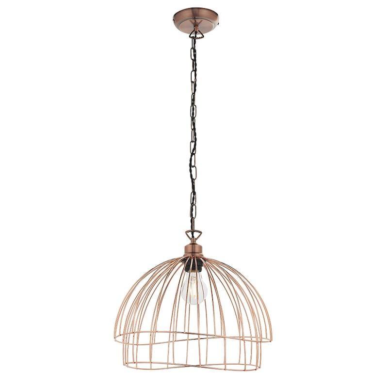 Jericho 1lt Copper Ceiling Pendant Light easyfit by Endon Lighting