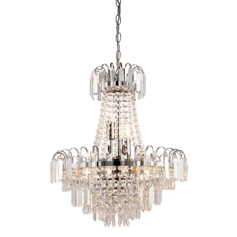 Amadis Clear Faceted Glass & Chrome Pendant Ceiling Light