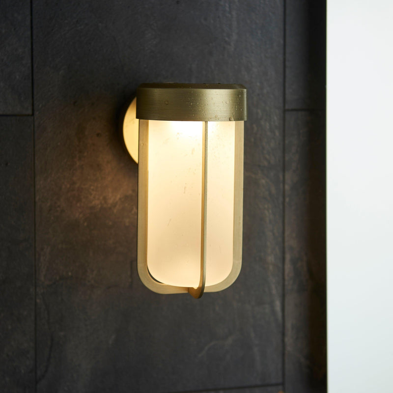 Newquay Gold LED Outdoor Wall Light with Frosted Shade Living Room Shade Image