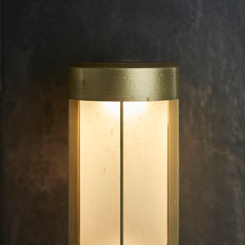 Newquay Gold LED Outdoor Wall Light with Frosted Shade Bedroom Image