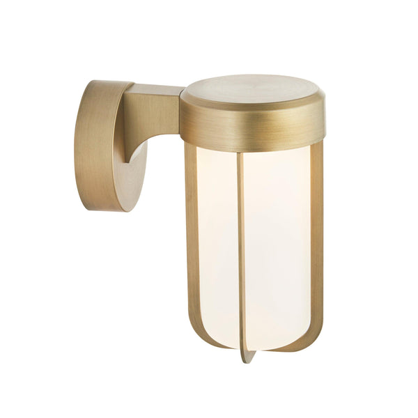 Newquay Gold LED Outdoor Wall Light with Frosted Shade image 1