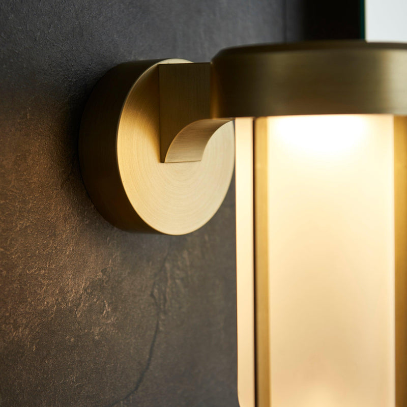 Newquay Gold LED Outdoor Wall Light with Frosted Shade new bedroom image