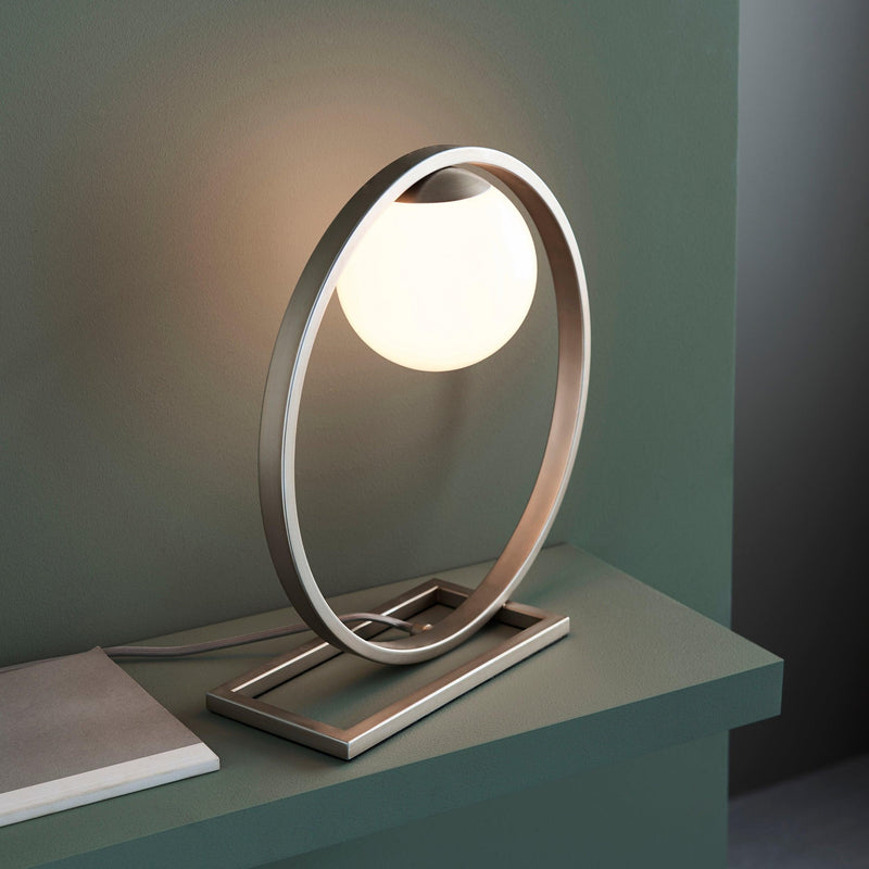 Primrose Silver Modern Table Lamp - Opal Glass Shade