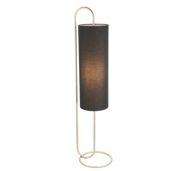 Kilburn Brass Modern Floor Lamp with Black Shade