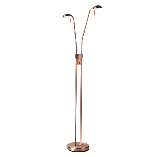 Juma Copper Twin Floor Lamp With Dimmer & Dual Flexi Heads