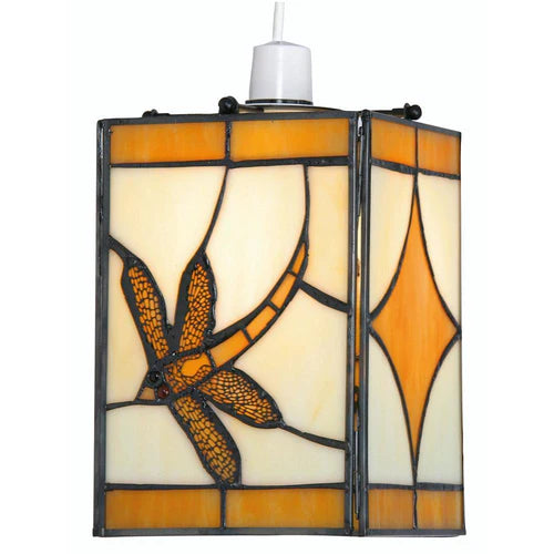Amber Tiffany Dragonfly Easy Fit Ceiling Lamp Shade