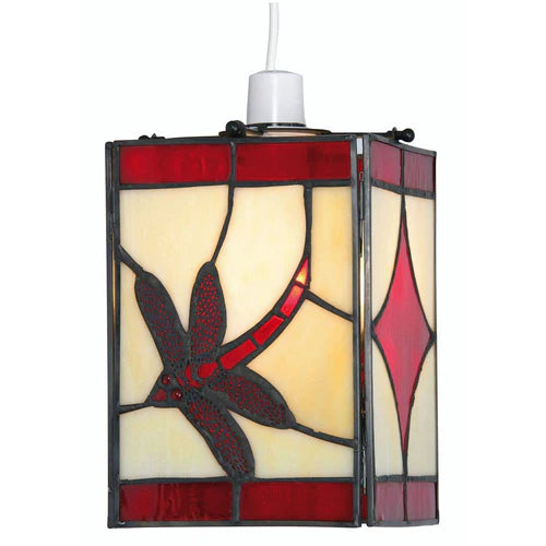 Red Dragonfly Easy Fit Tiffany Ceiling Lamp Shade
