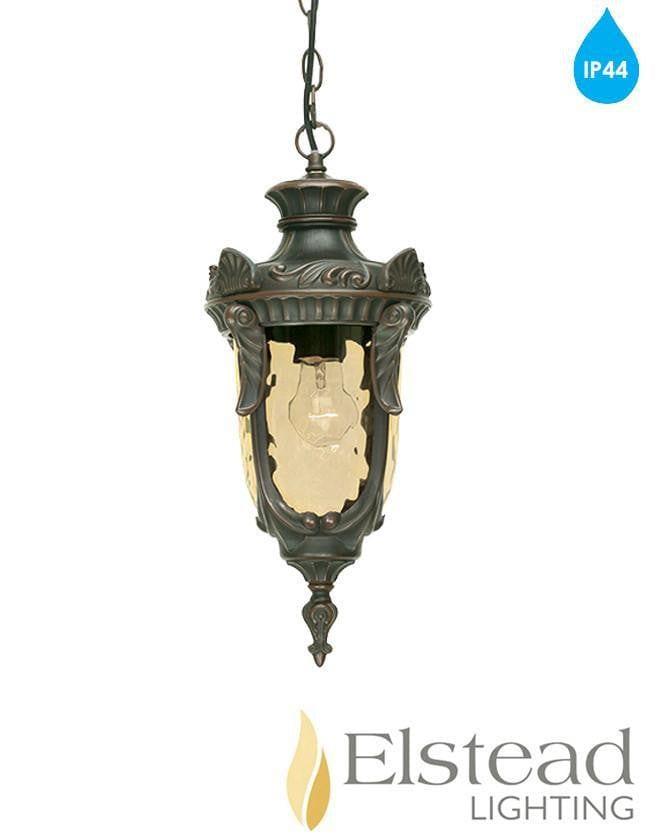 Elstead Philadelphia Old Bronze Finish Medium Outdoor Pendant Lantern