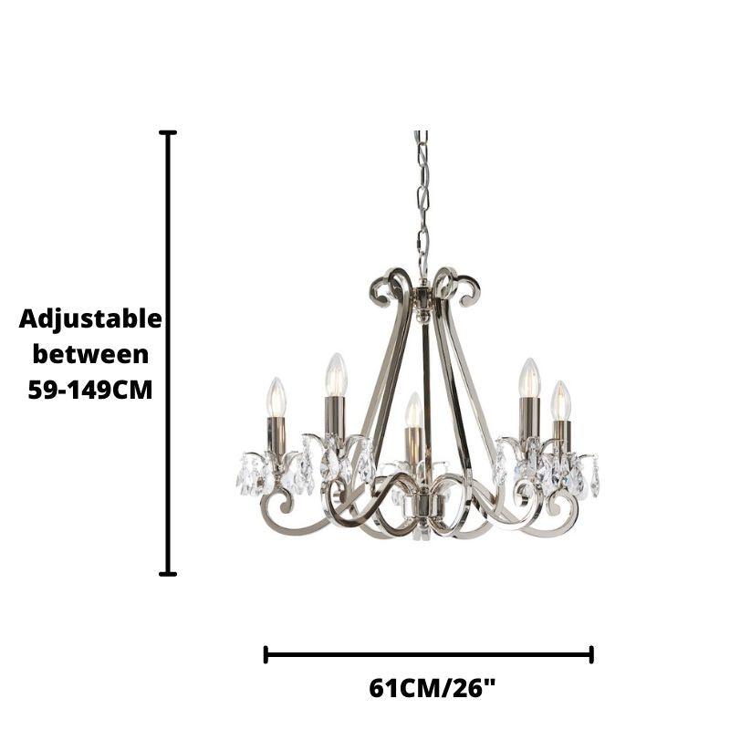 oksana nickel chandelier 63542 dimension guide