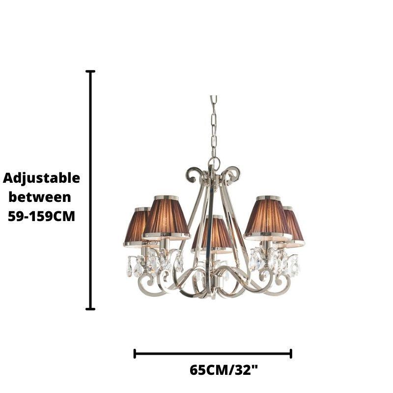 oksana nickel chandelier 63511 size guide
