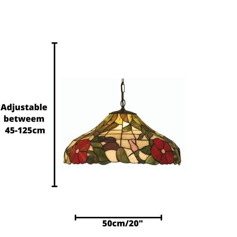 Peonies Large Tiffany Ceiling Light, single bulb fitting