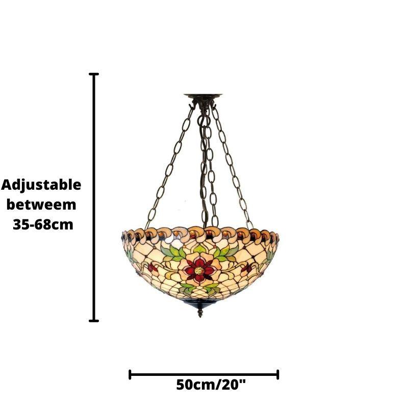 Angelique 50cm Inverted Tiffany Ceiling Light - Adj Chain