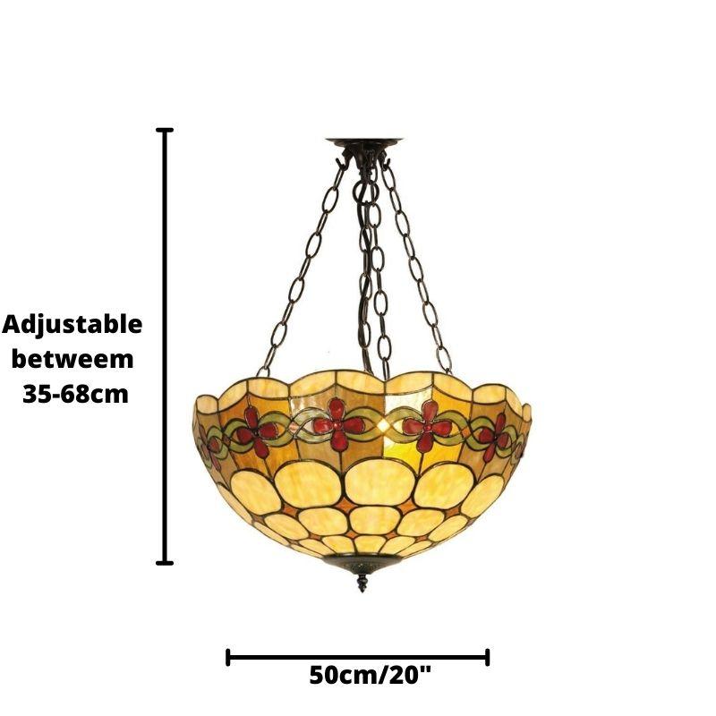 Atlantic 50cm Inverted Tiffany Ceiling Light - Adjustable Chain