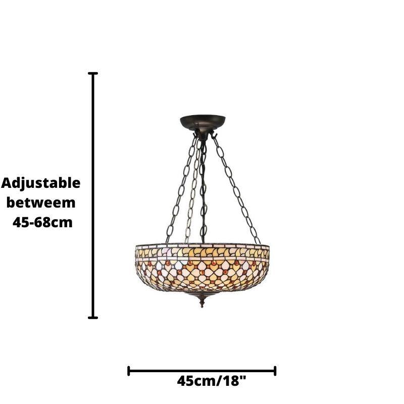 Mille Feux 45cm Inverted Tiffany Ceiling Light - Adj Chain