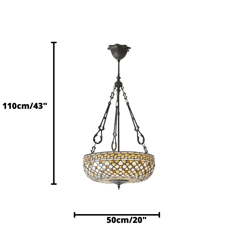 Mille Feux 45cm Inverted Tiffany Ceiling Light - Fancy Chain