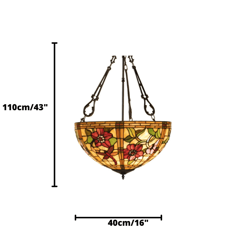 Pavot Medium Inverted Tiffany Ceiling Light (fancy chain)