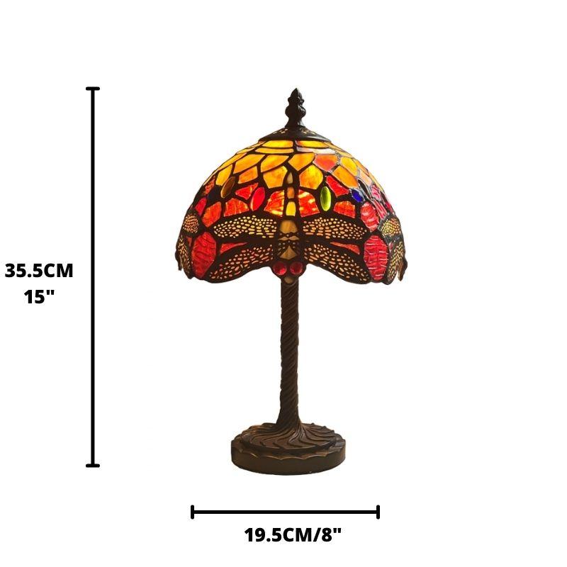 Minster 8" Orange Tiffany Dragonfly Table Lamp