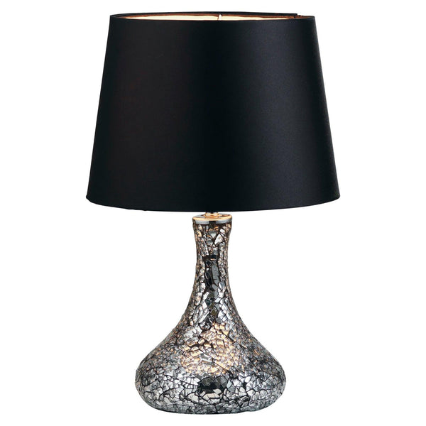 Oaks Zara Mirrored Mosaic Table Lamp With Black Shade