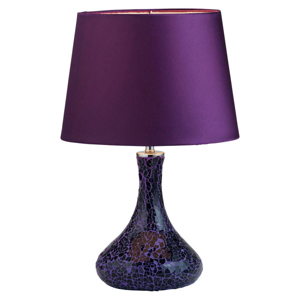 Oaks Zara Mirrored Mosaic Table Lamp With Purple Shade