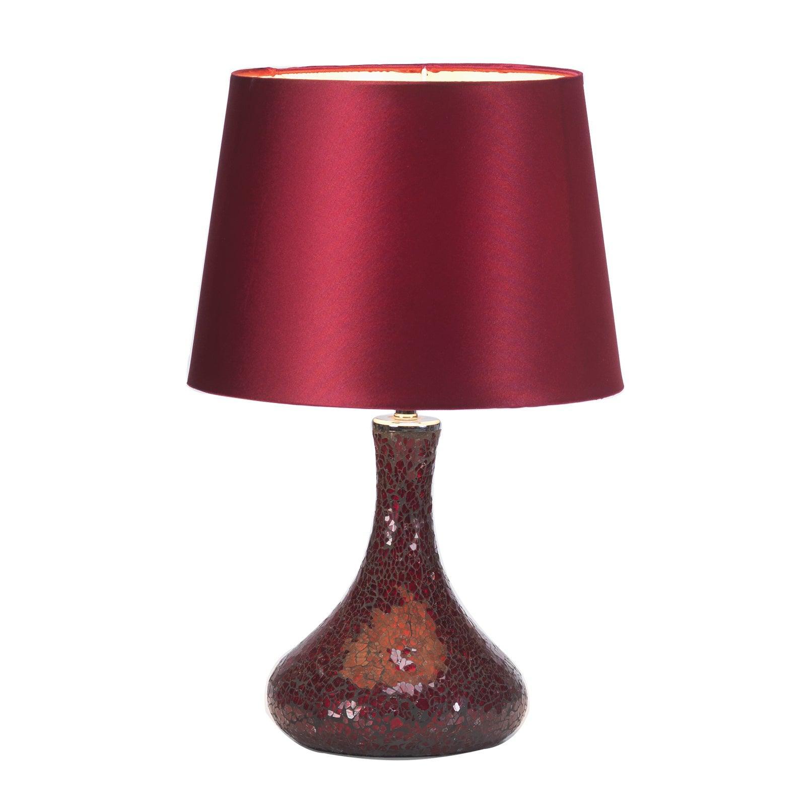 Oaks Zara Mirrored Mosaic Table Lamp With Red Shade-Oaks Lighting-Living-Room-Tiffany Lighting Direct-[image-position]