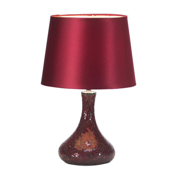 Oaks Zara Mirrored Mosaic Table Lamp With Red Shade