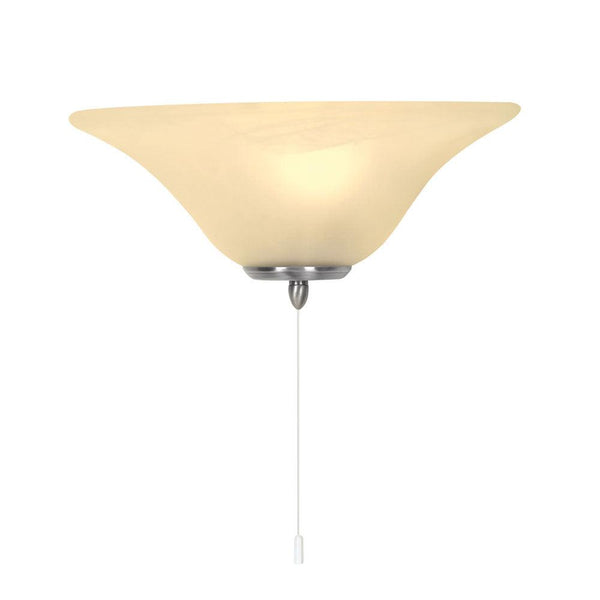 Bell Champagne Alabaster Glass Half Coolie Wall Light - Cord Pull