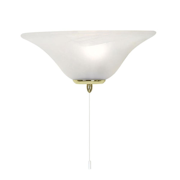 Bell Frost Alabaster Glass Half Coolie Wall Light - Cord Pull