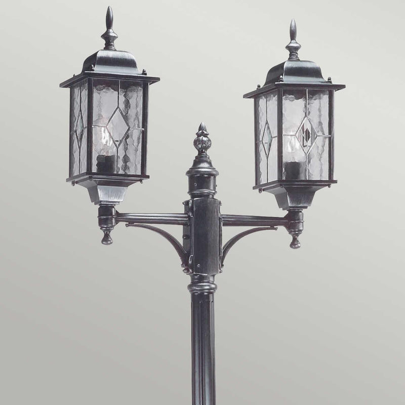 Elstead Wexford Black/Silver Outdoor Twin Arm Lamp Post