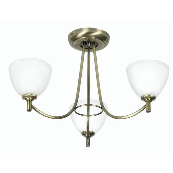 Art Deco Ceiling Light - Hamburg 3 Arm Antique Brass Finish Art Deco Ceiling Light 1178/3 AB