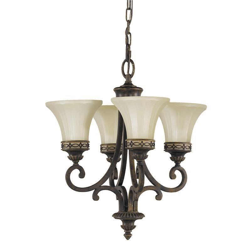 Art Deco Ceiling Lights - Feiss Drawing Room Walnut Finish Duo Mount 4 Light Chandelier FE/DRAWING RM4