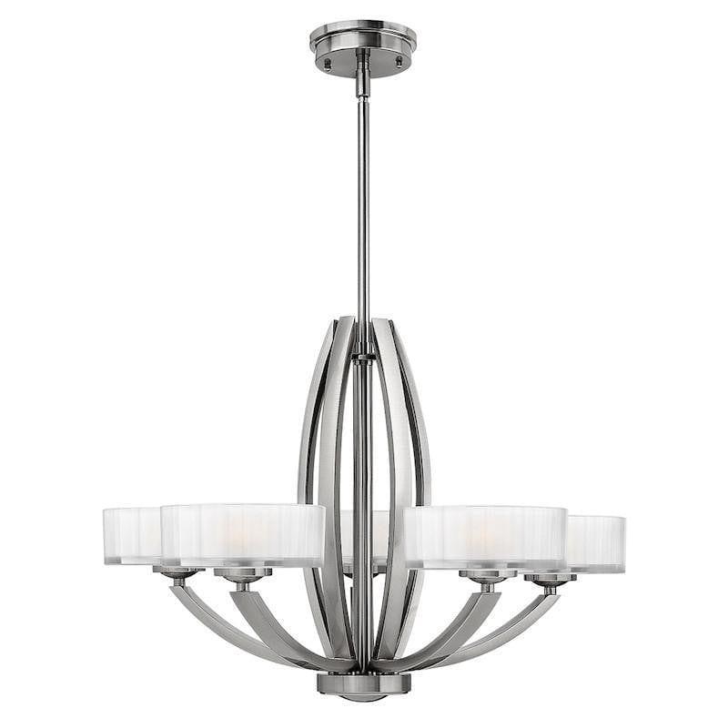 Art Deco Ceiling Lights - Hinkley Meridian Brushed Nickel 5 Light Chandelier HK/MERIDIAN5
