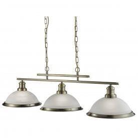 Art Deco Ceiling Lights - Searchlight Bistro Antique Brass Finish 3 Light Bar Pendant Ceiling Light 2683-3AB