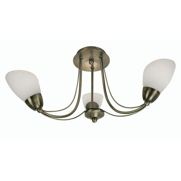 Art Deco Flush & Semi Flush - Altair 3 Light Antique Brass Semi Flush Ceiling Light 8862/3 AB