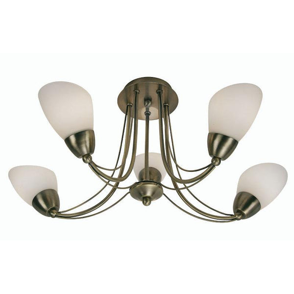 Art Deco Flush & Semi Flush - Altair 5 Light Antique Brass Semi Flush Ceiling Light 8862/5 AB