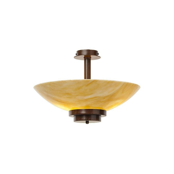Art Deco Flush & Semi Flush - Kansa Stratton Antique Bronze Semi Flush Ceiling Light STRATTON28