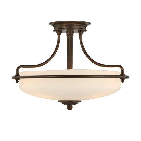 Harrow 15 in. 2-Light Burnished Brass Semi-Flush Mount with Clear Glass  Shade