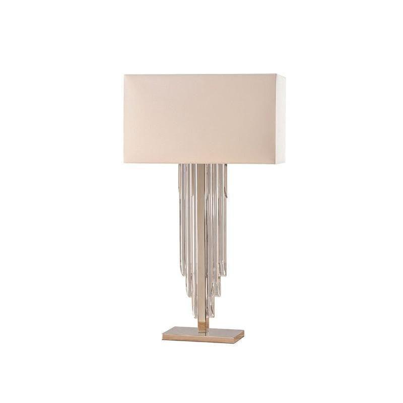 Crystal Cascade Table Lamp With Faux Silk Off White Shade 1
