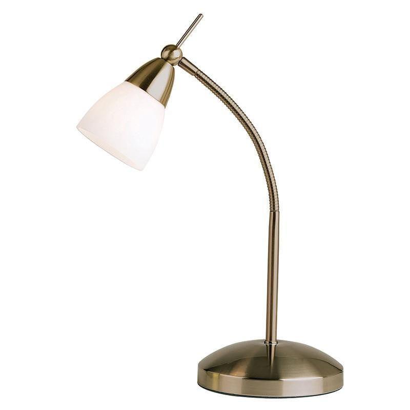 Endon Range Antique Brass & White Glass Table Lamp 13
