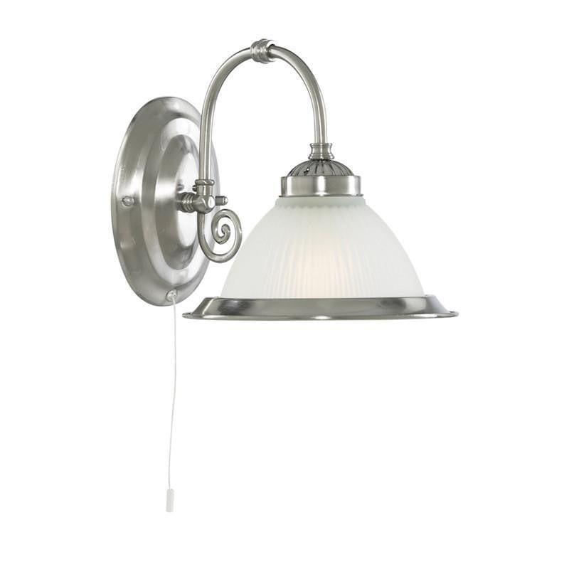 Art Deco Wall Light - Searchlight American Diner Satin Silver Finish And Acid Ribbed Glass Wall Light 1041-1
